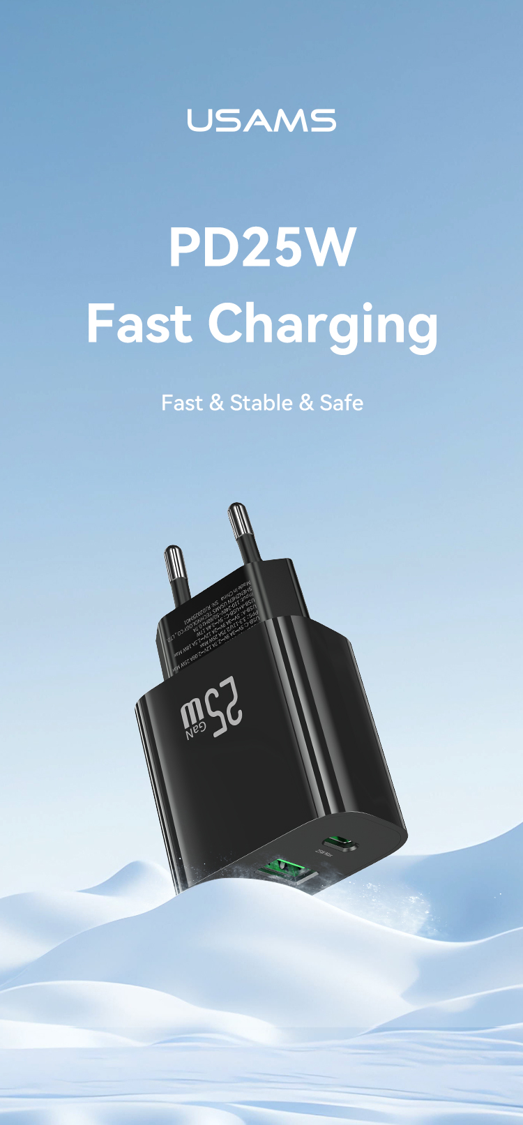 Chargeur rapide double port CC315 T65 25W A+C (UE) – Image 4