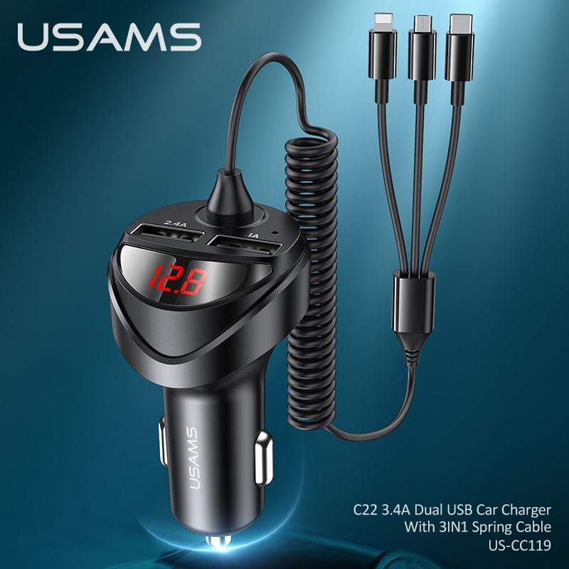 us-cc1us-cc119-c22-chargeur-de-voiture-double-usb-34-a-avec-cable-a-ressort-3-en-1-mcl