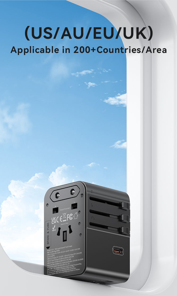 CC310 70 W Chargeur de voyage universel avec trois ports Type-C et deux ports USB – Image 6
