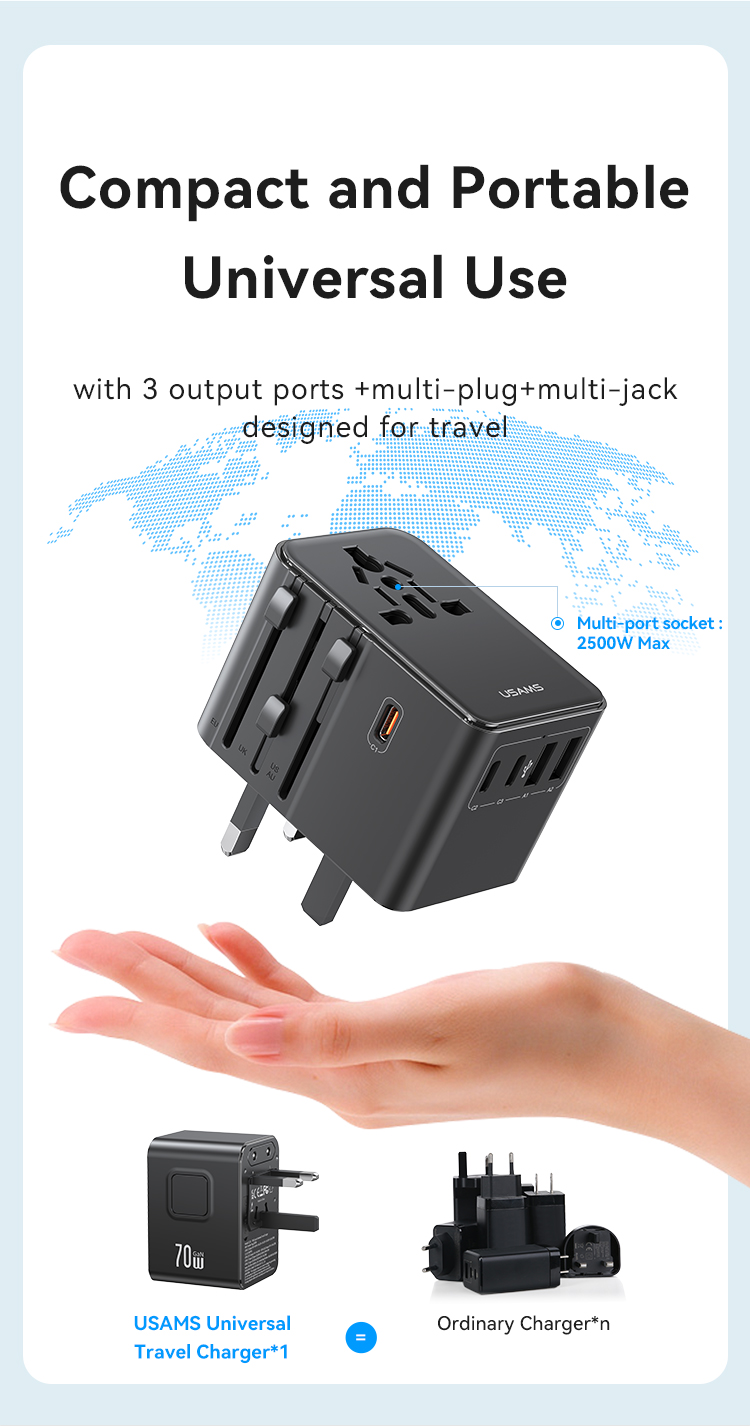 CC310 70 W Chargeur de voyage universel avec trois ports Type-C et deux ports USB – Image 13