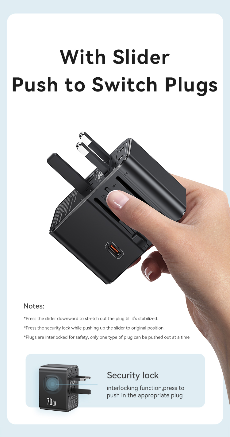 CC310 70 W Chargeur de voyage universel avec trois ports Type-C et deux ports USB – Image 8