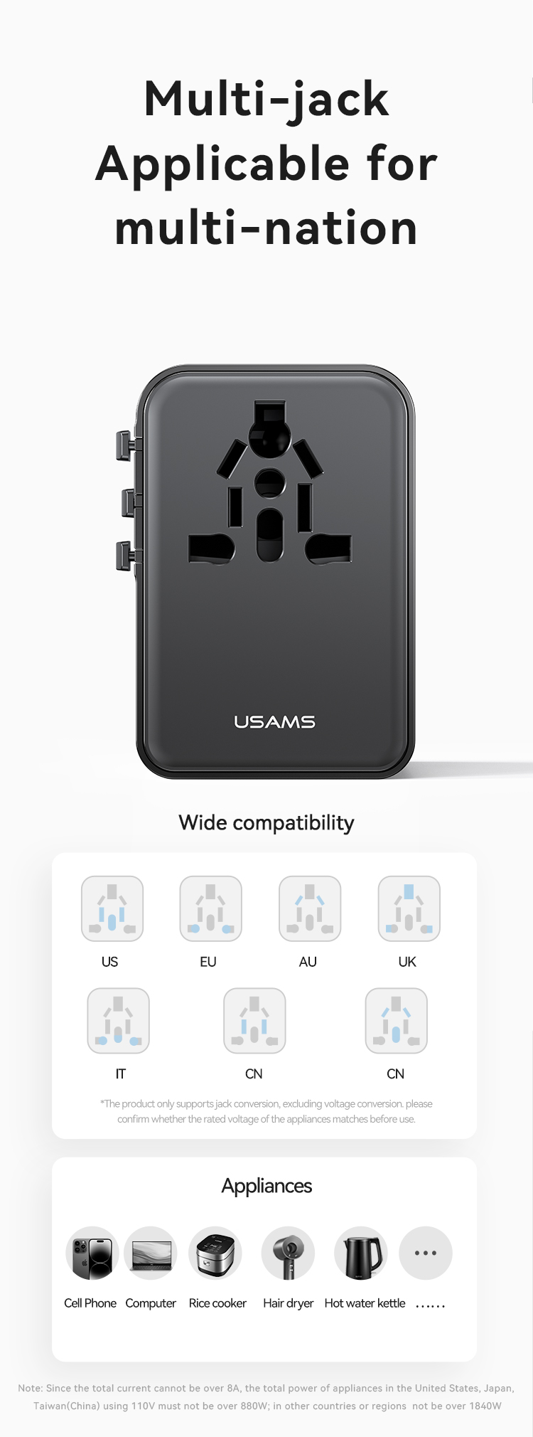 CC308 17W Chargeur de voyage universel double USB Type-C + USB – Image 3