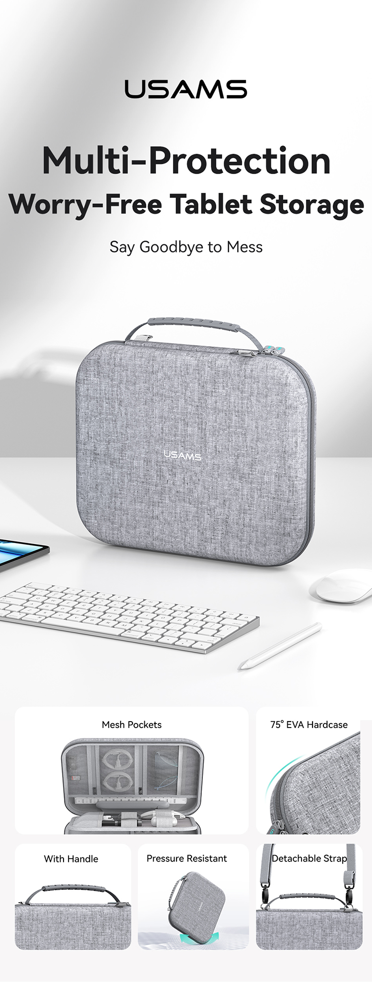 JESNB04 Sac de rangement et de protection pour tablette 14,6 pouces gris Jane08-Série JX – Image 5