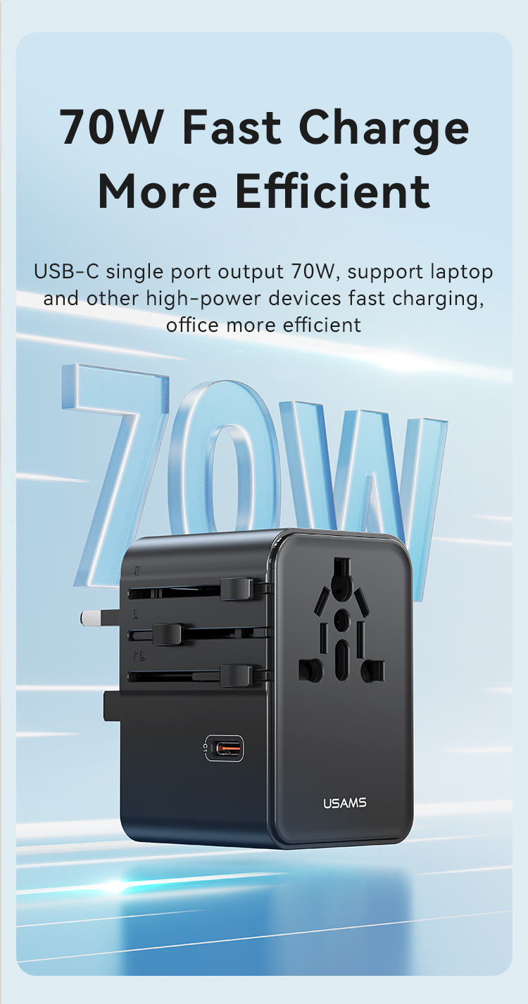 CC310 70 W Chargeur de voyage universel avec trois ports Type-C et deux ports USB – Image 3