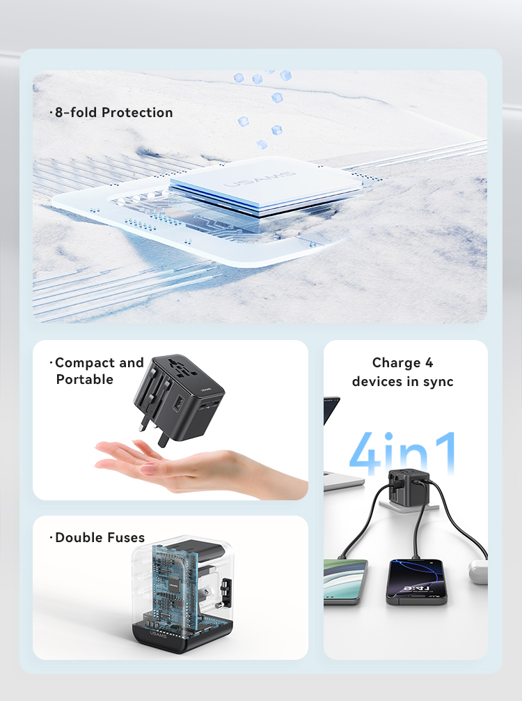 CC308 17W Chargeur de voyage universel double USB Type-C + USB – Image 4