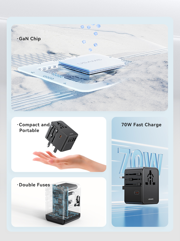 CC310 70 W Chargeur de voyage universel avec trois ports Type-C et deux ports USB – Image 10