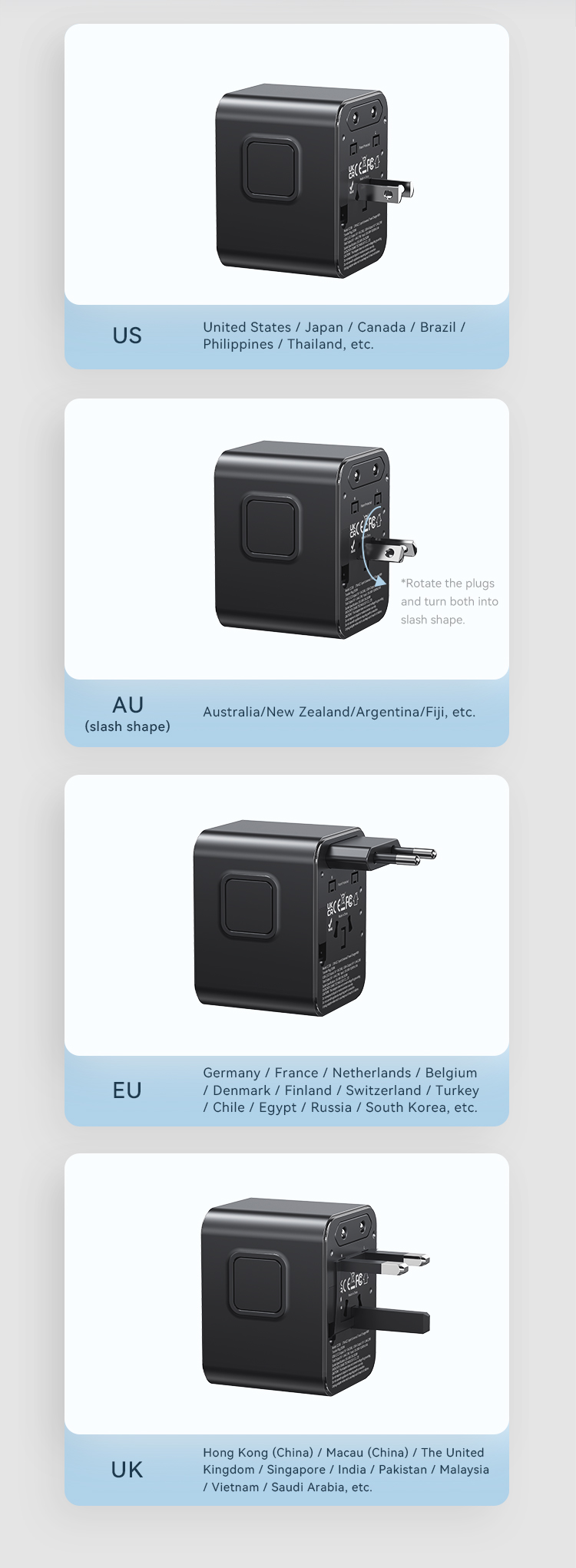 CC308 17W Chargeur de voyage universel double USB Type-C + USB – Image 5