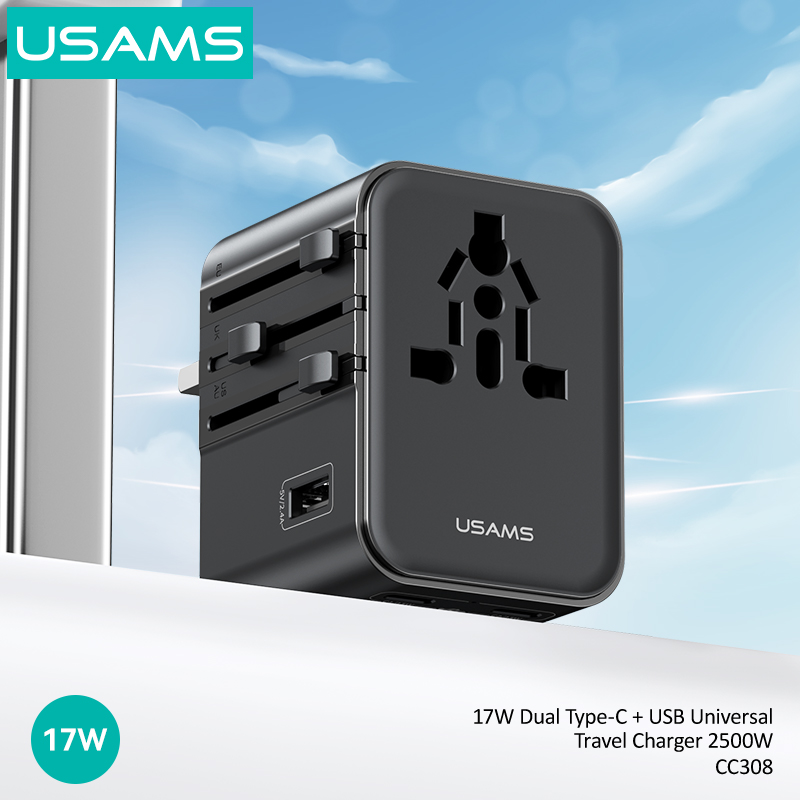 CC308 17W Chargeur de voyage universel double USB Type-C + USB – Image 6