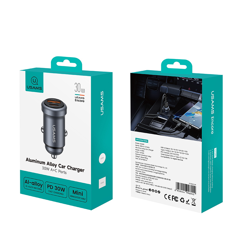 CC322 30W Chargeur de voiture avec ports A+C et alliage d'aluminium – Image 13