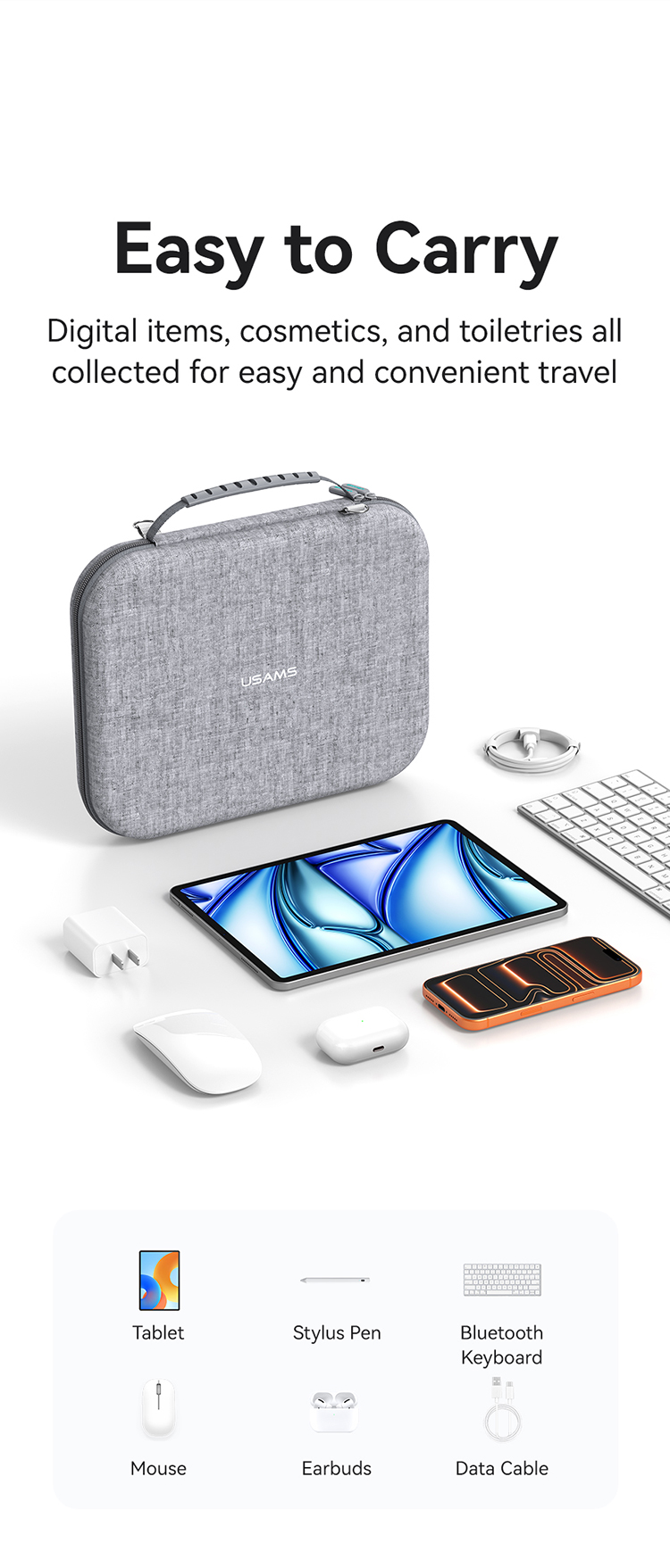 JESNB03 Sac de rangement et de protection pour tablette 12,6 pouces gris Jane07-Série JX – Image 6